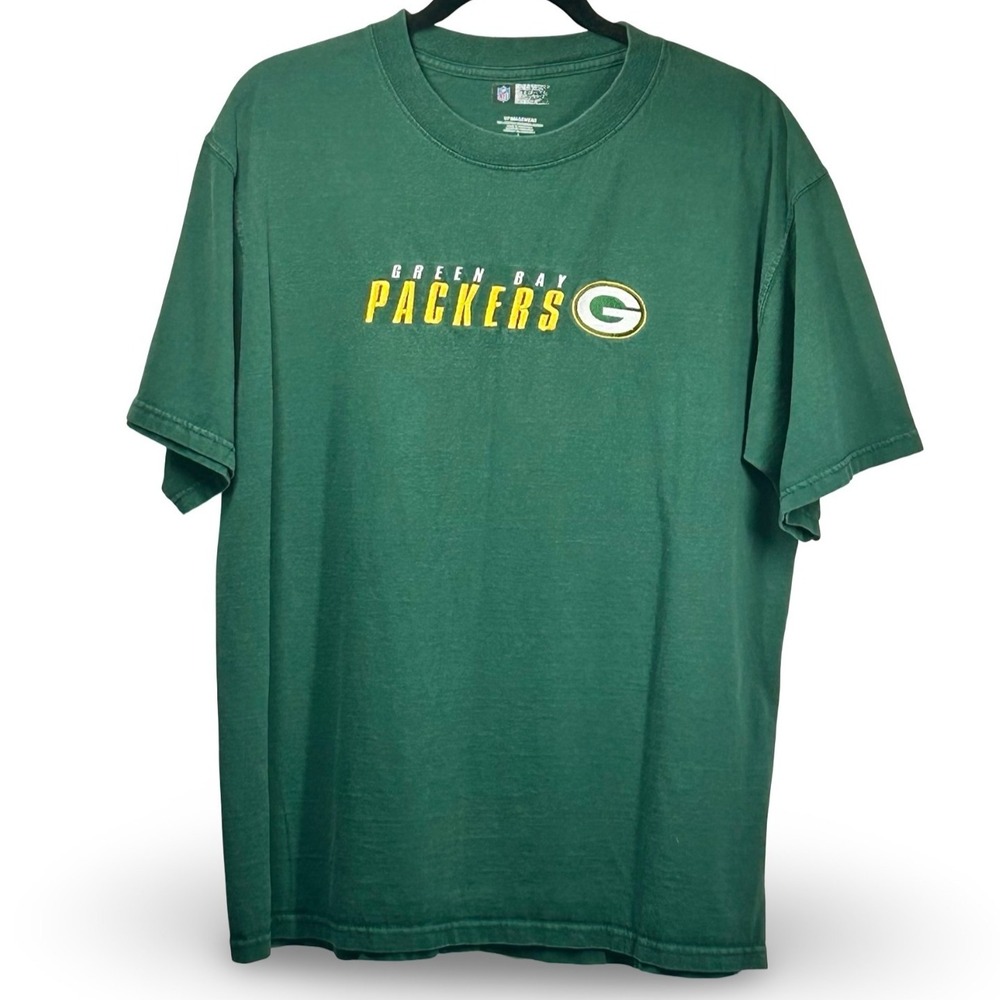 Green Bay Packers Embroidered Tee Size Large NFL‎ Football Cheese Head Wisconsin